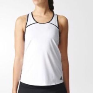 adidas Club Racerback Tank Climalite UV Protection White/Black Womens L (B45838)
